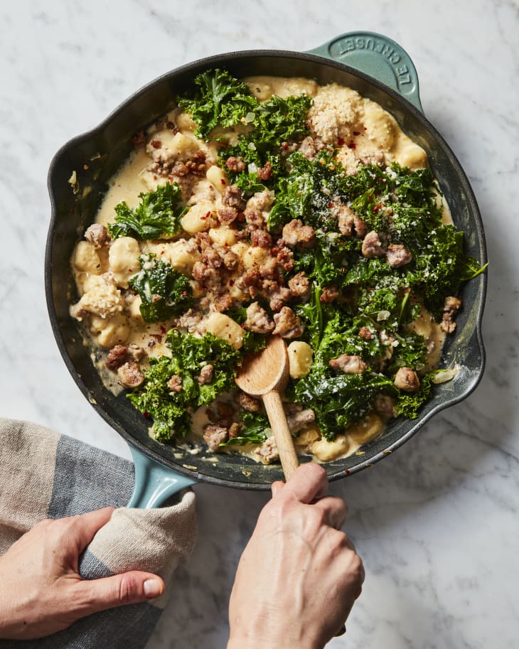 Creamy Gnocchi With Boursin Sausage And Kale The Kitchn