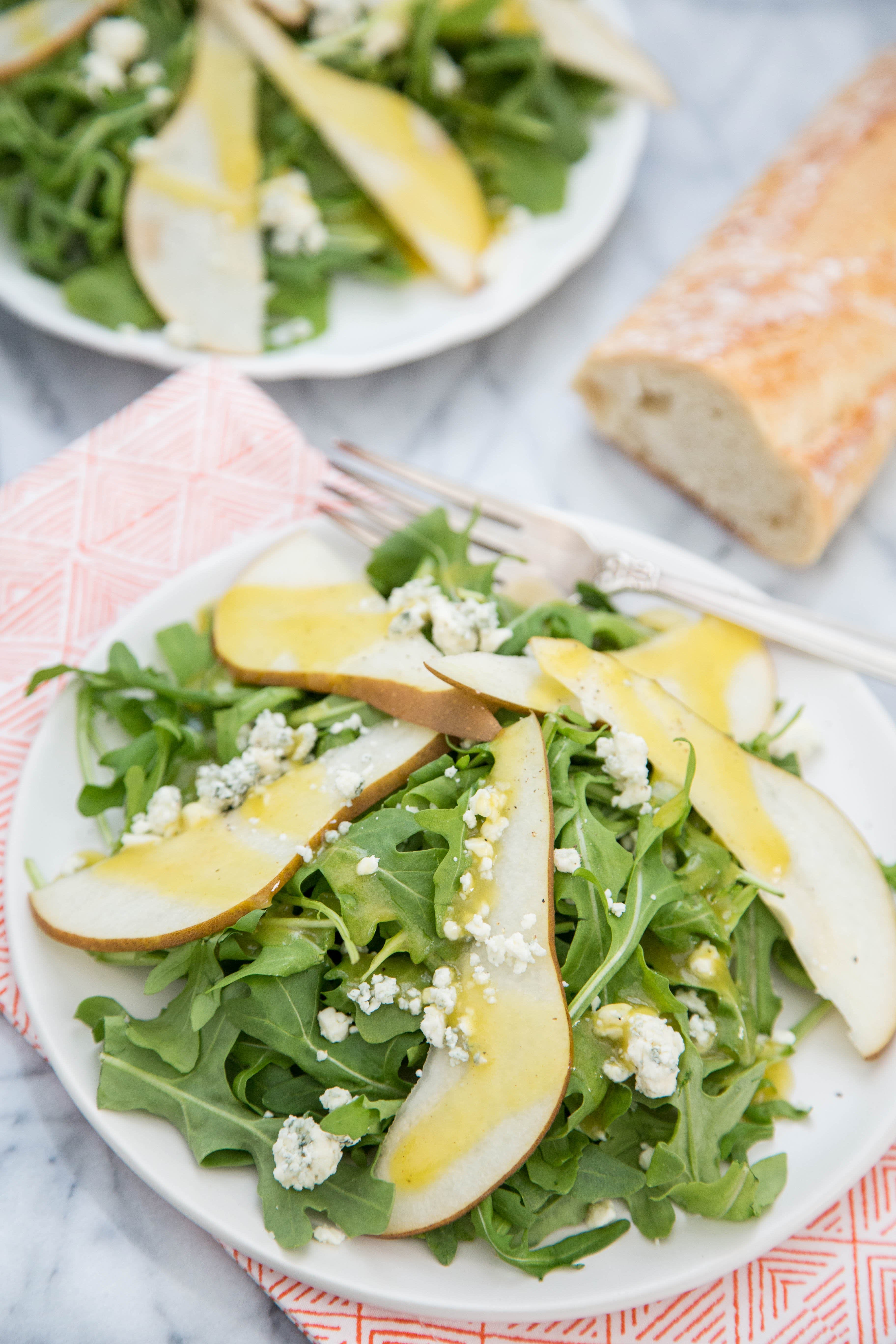 blue cheese pear salad balsamic dressing Pear Gorgonzola Salad with Maple Balsamic Dressing (15 minutes!)