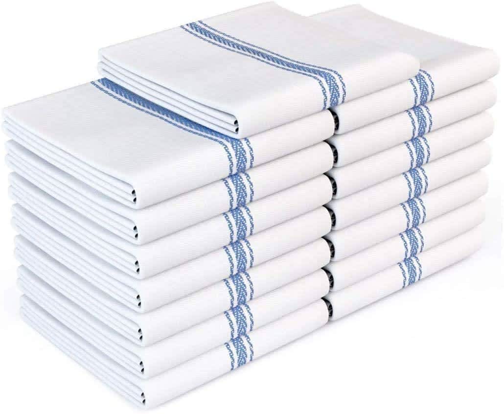 Pack Of 24 Kitchen Terry Tea Towels 100% Cotton Dish Cloths Cleaning Drying