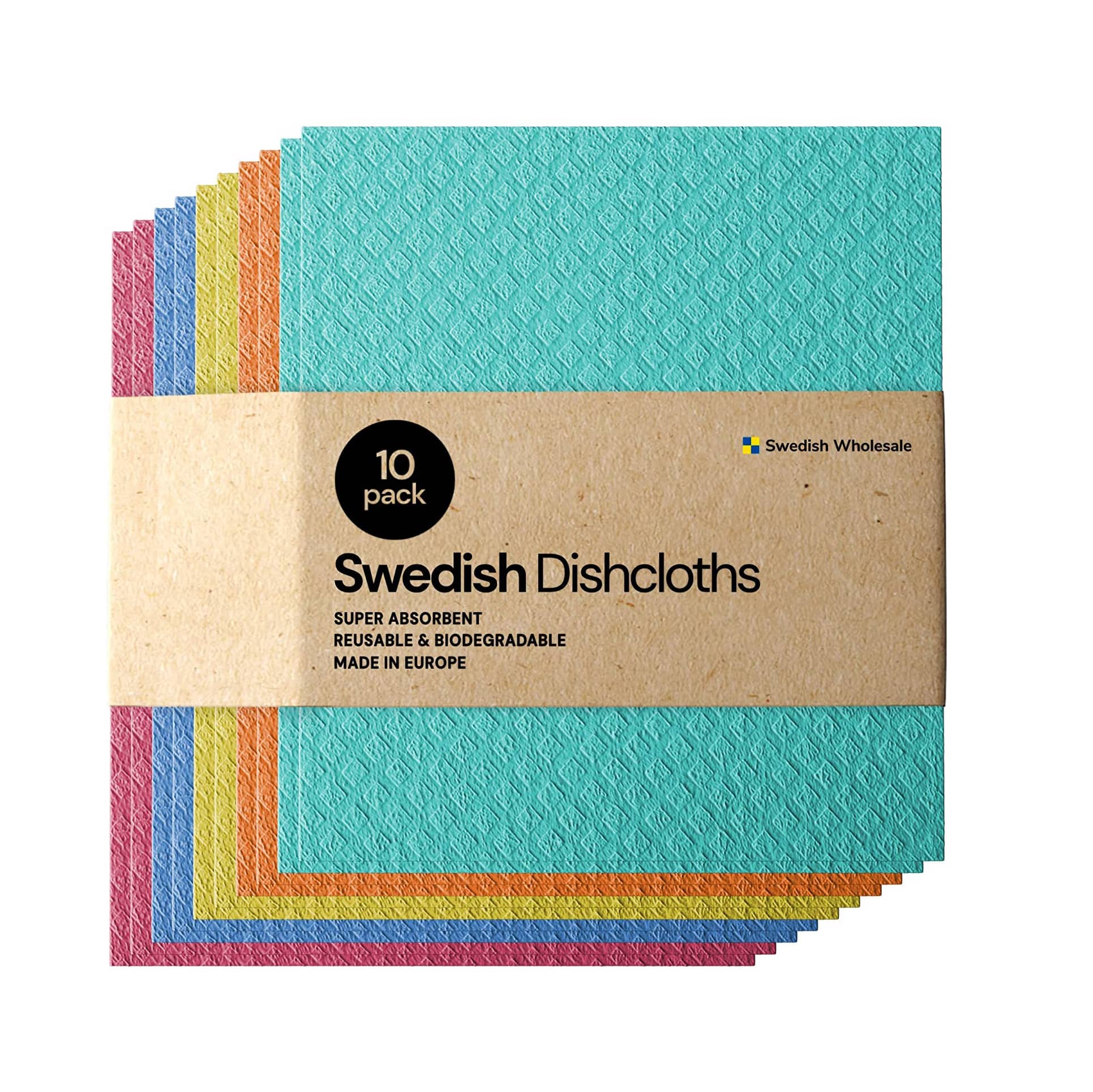 Swedish Wholesale Swedish Dish Cloths - 10 Pack Reusable, Gray 