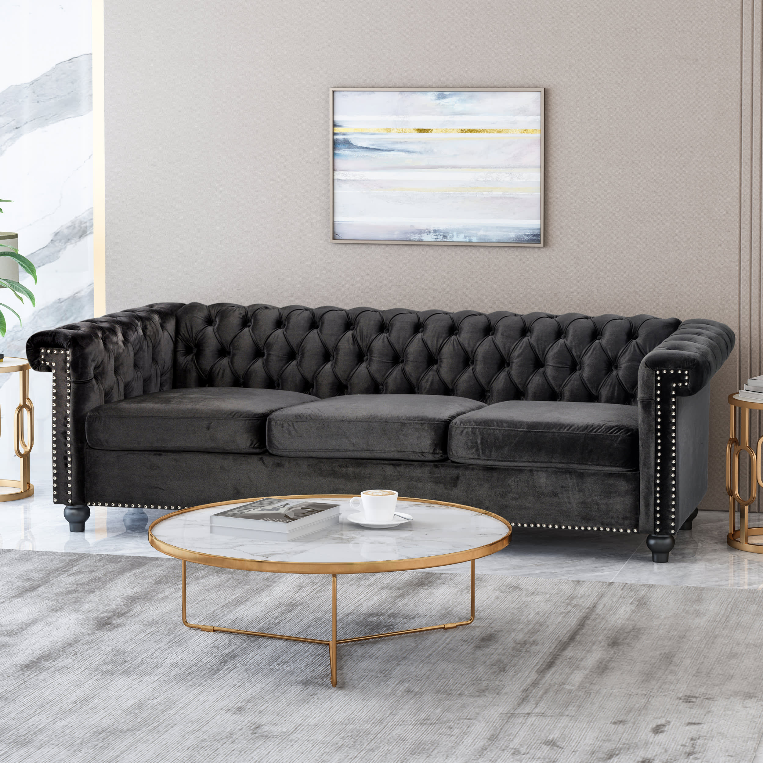 Featured image of post Grey Velvet Tufted Couch / Give your four legged friends the pampering they deserve with this superbly stylish tufted pet couch.