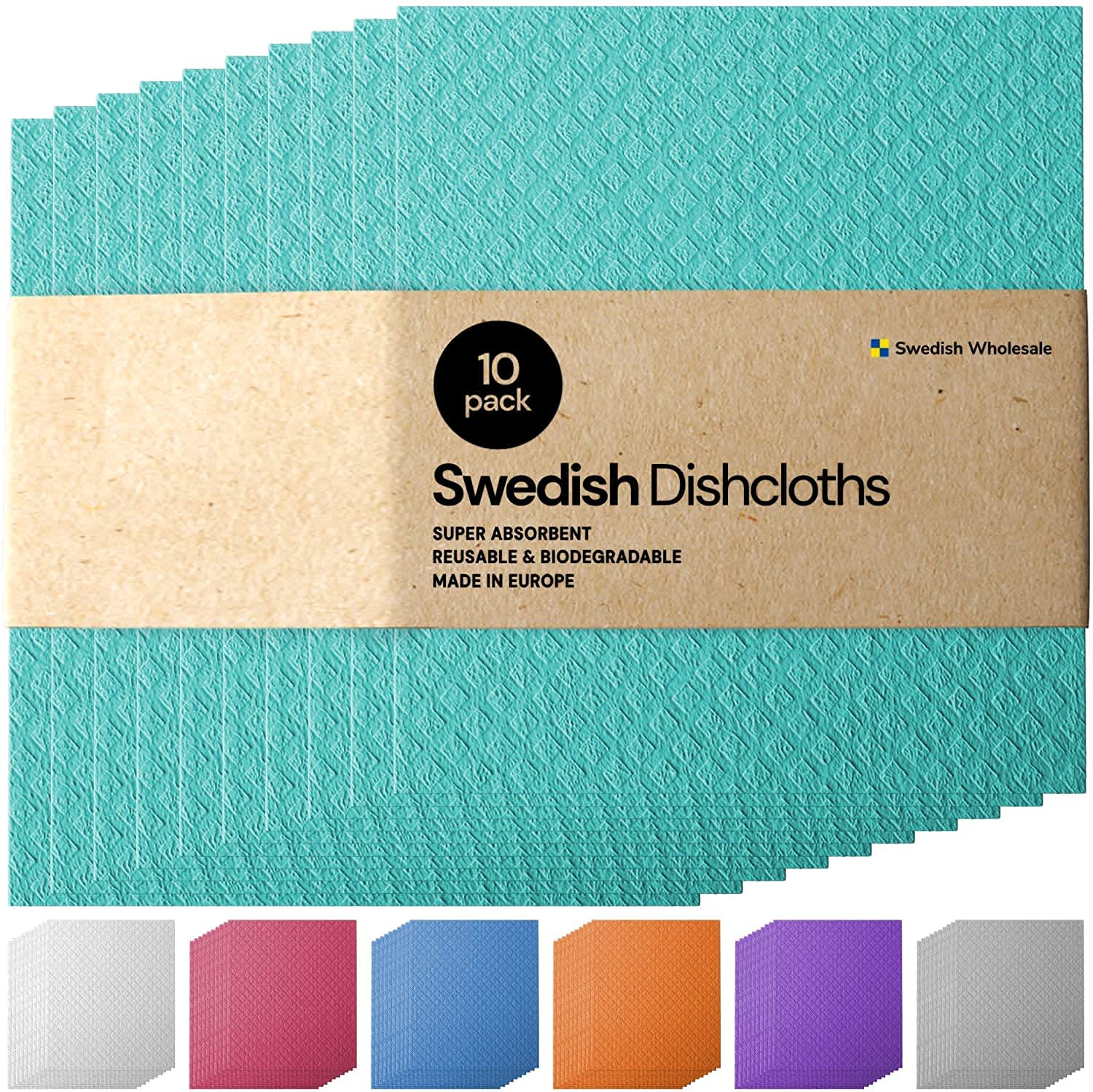 Swedish Wholesale Swedish Dish Cloths for Kitchen- 10 Pack