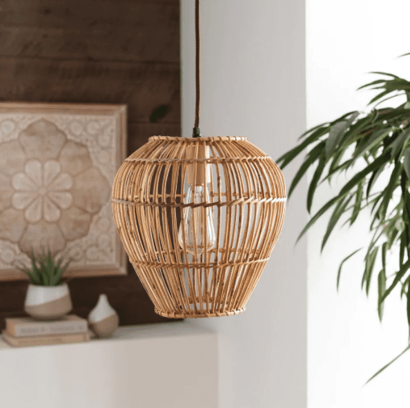 White Brown Rattan Wicker Tapered Easy Fit Pendant Ceiling Light Shades Lighting 