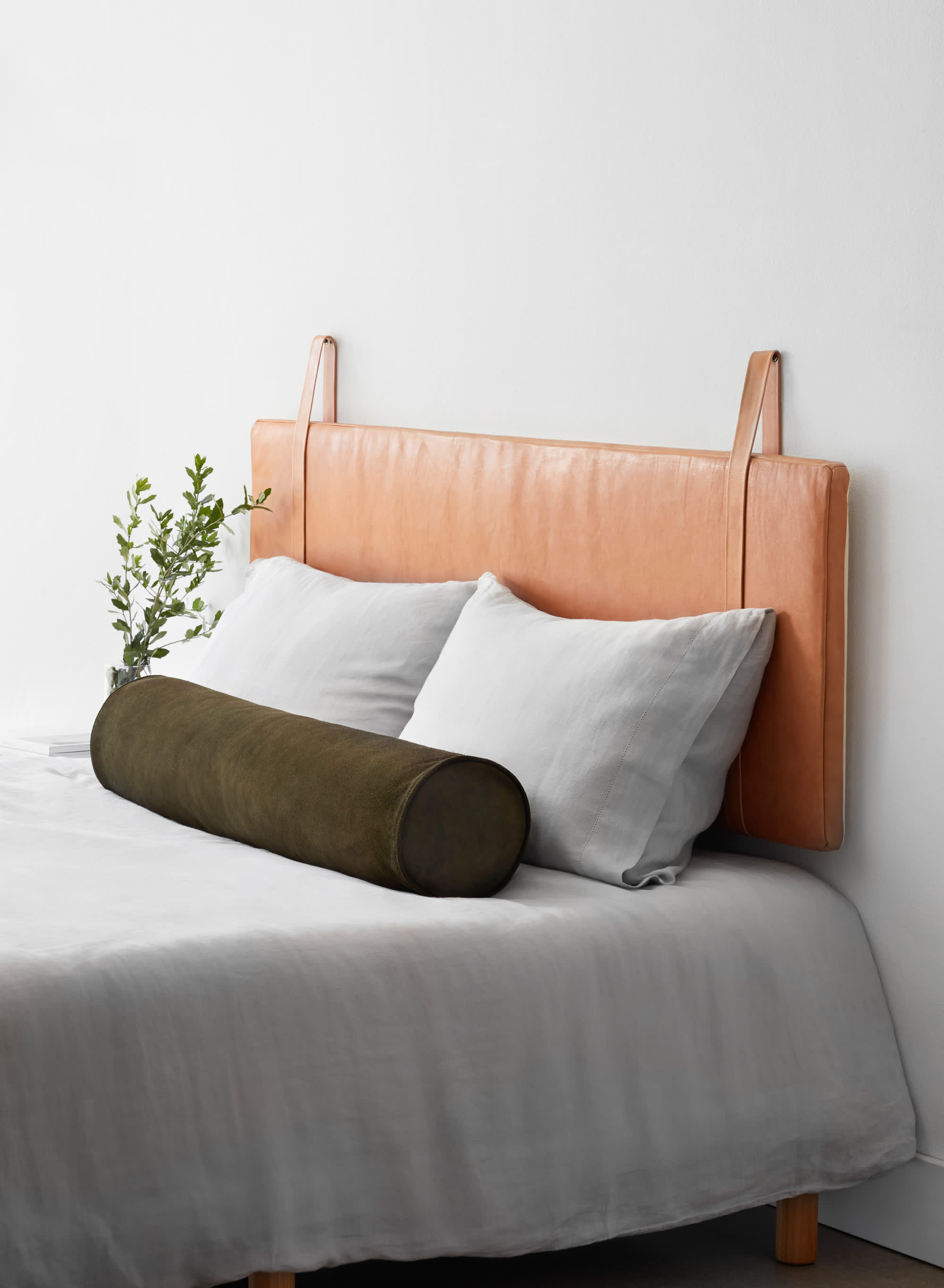 Hanging Leather Headboard | Full/Queen | Caramel - The Citizenry