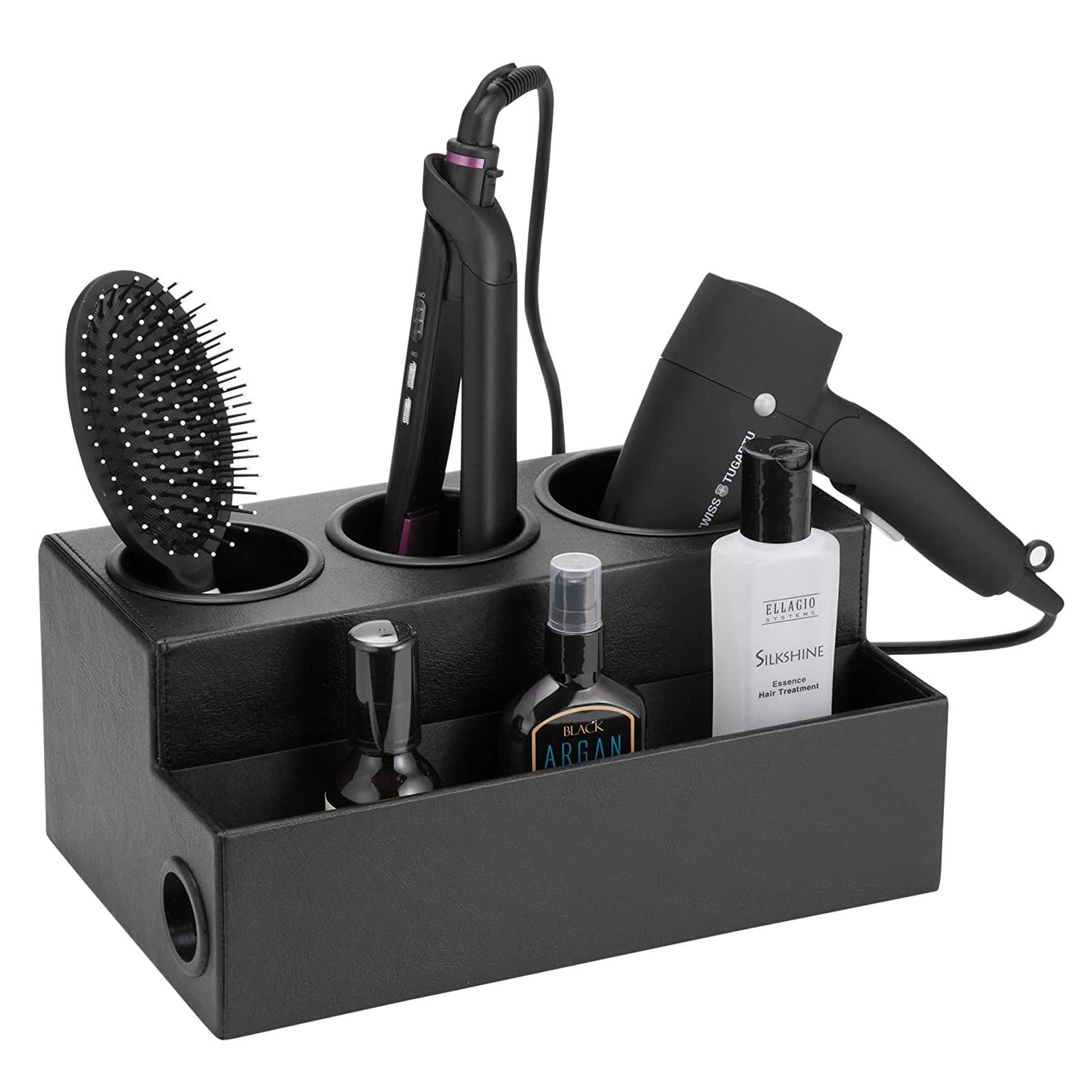 Black Hair Tool Organizer Bathroom Counter Acrylic Hair Dryer