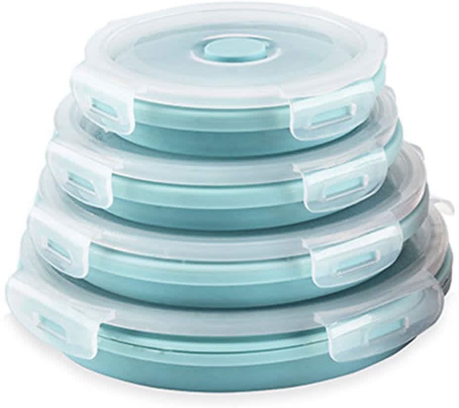 8 PCS Food Storage Containers with Lids Perfect for Thanksgiving Christmas  & Portable Collapsible Expandable Bowls-Travel-Friendly Foldable Folding  Silicone Lunch Box Set, 4PCS Round Shape & 4PCS Square, Food Storage Box