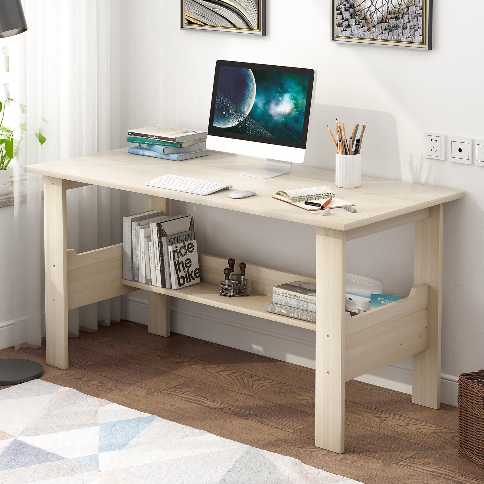Computer Desk Table Home Office Small Desk Student Dorm Laptop Study w/Shelf 