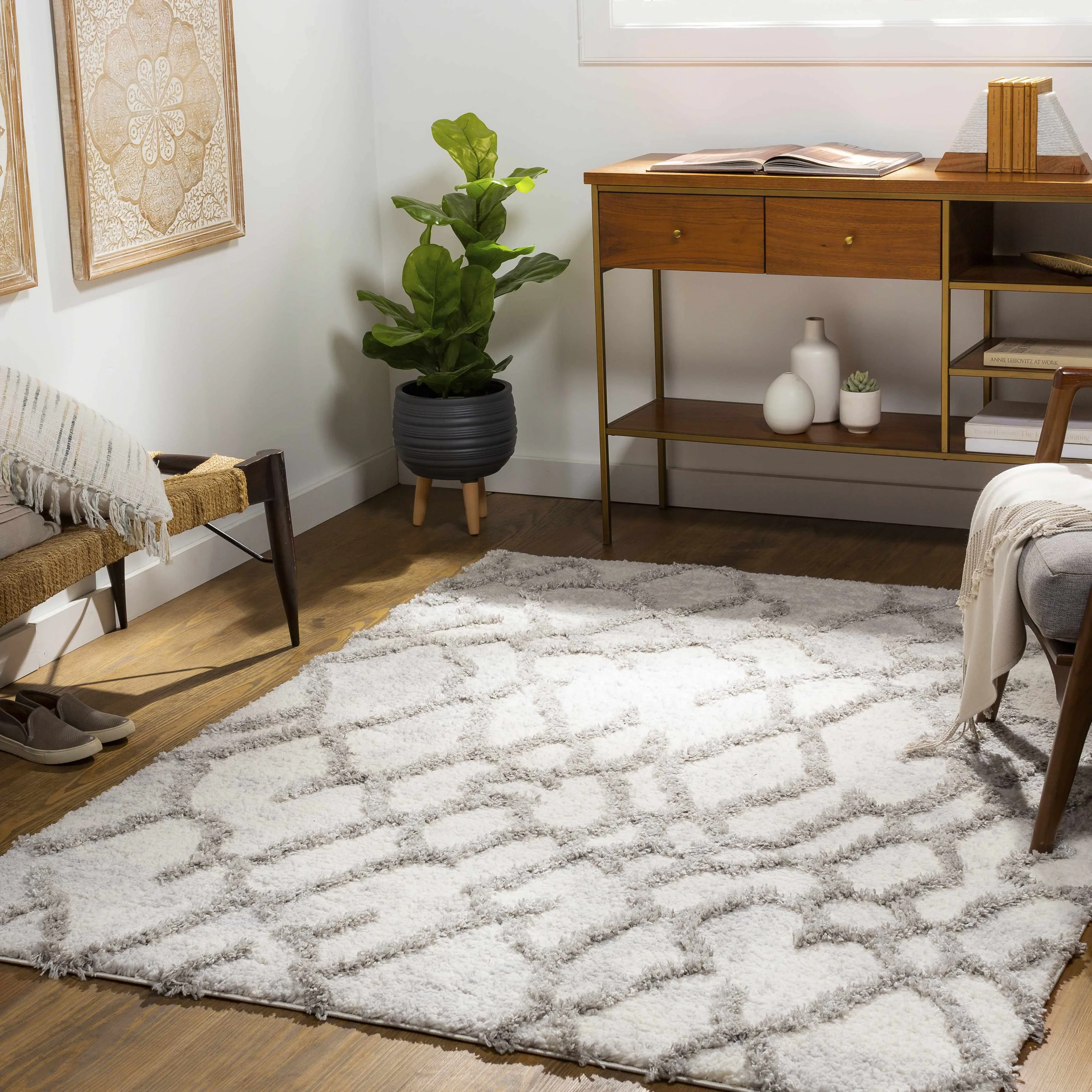 Small X Large White Fluffy Rug Living Room Shaggy Pile New Carpet Round Bedroom 