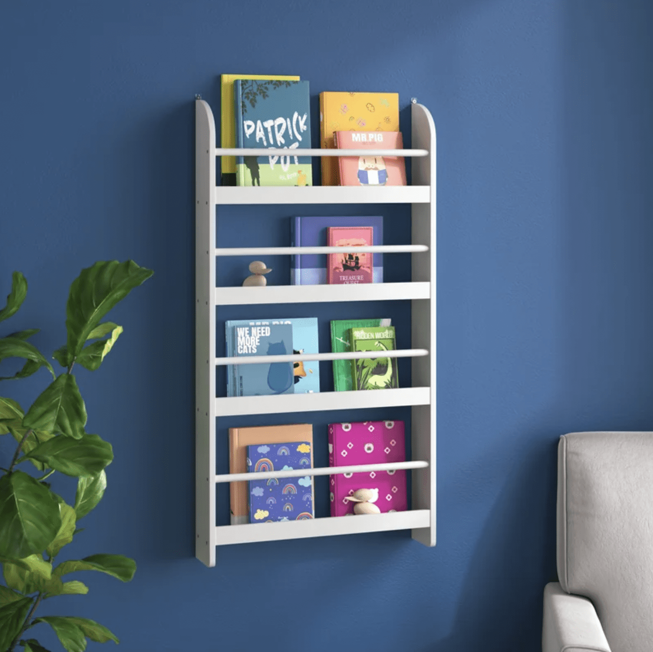 Elephant Design. No Sharp Edges Surreal Kids Blue Book Shelf Bookcases With 4 Shelves 