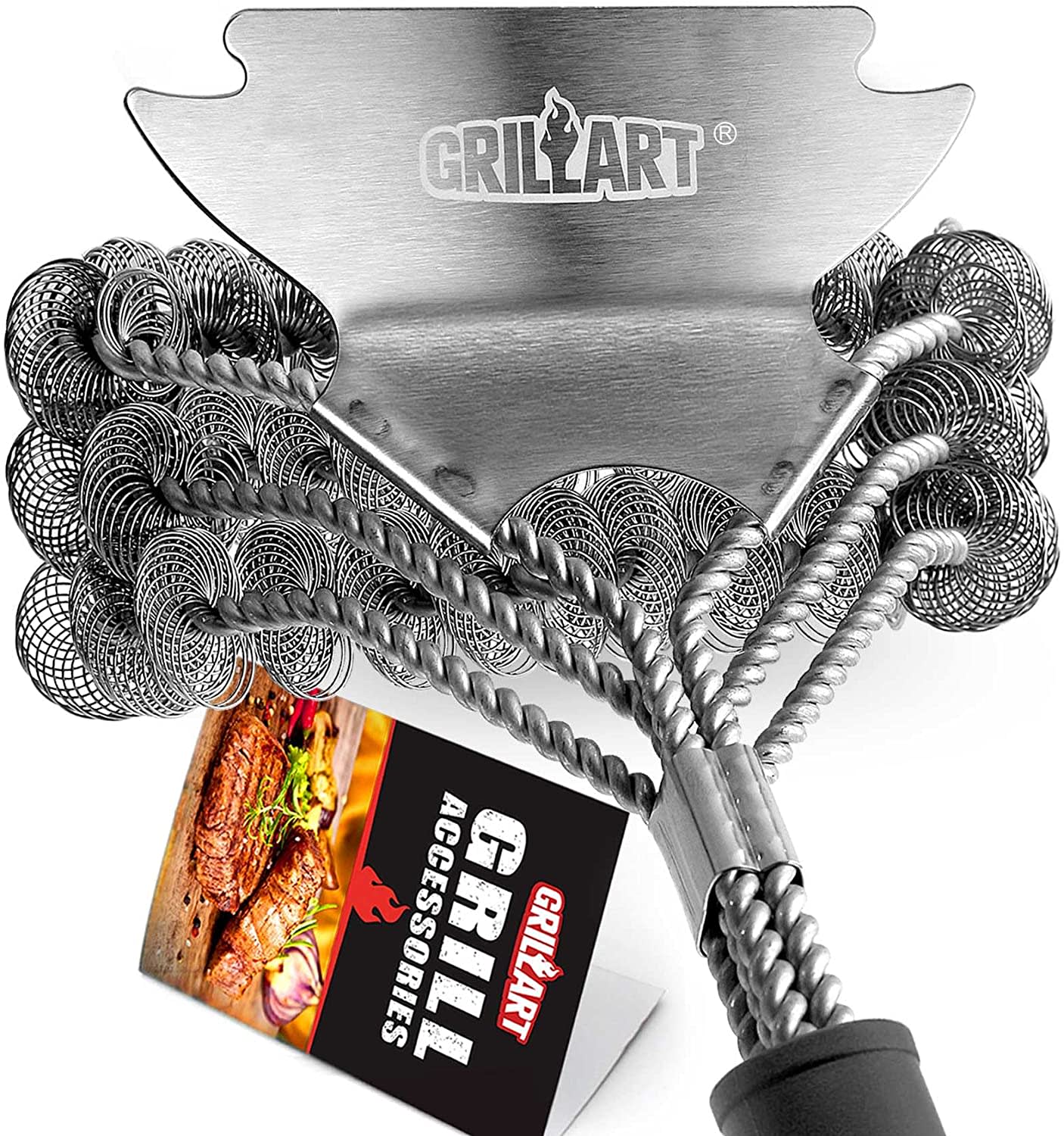 Proud Grill Q-Swiper Grill Cleaner Kit, 1 Grill Brush with Scraper