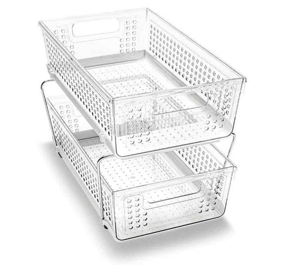 madesmart Two-Tier Organizer with Dividers, Frost, Grey 