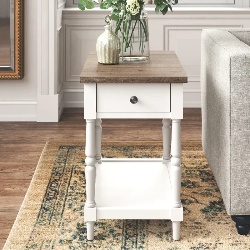 17 Stories End Table with Storage and Charging Station & Reviews