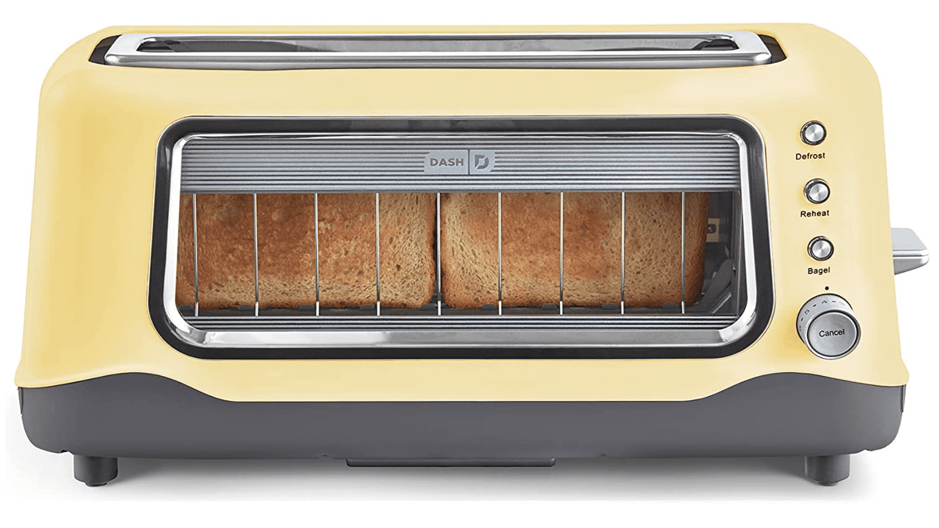 Dash Clear View Toaster Red Extra Wide Slot Toast Defrost Heat Holds 2  Slices