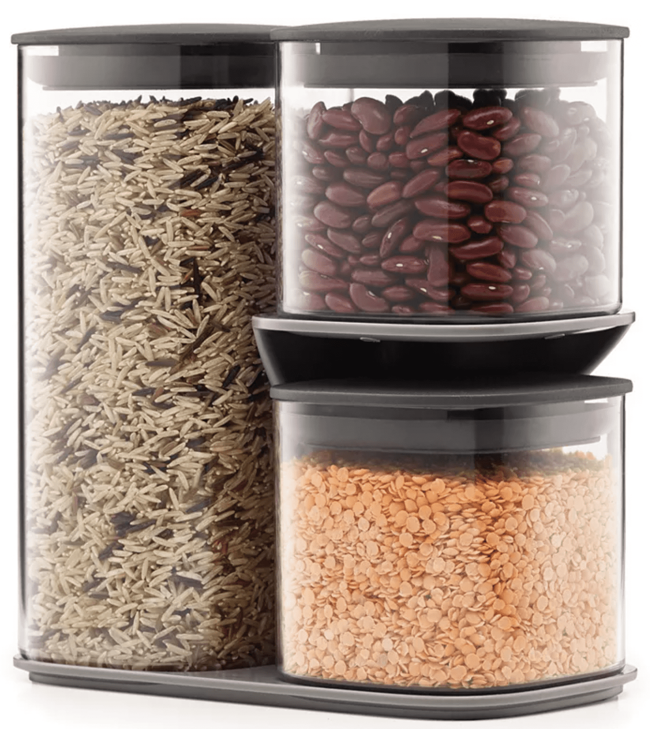 Joseph Joseph Podium Dry Food Storage Container Set with Stand, 5-piece,  Gray