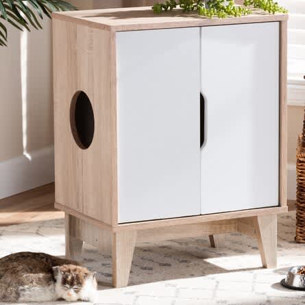 DINZI LVJ Hidden Cat Litter Box Enclosure, Flip Top Cat Washroom Furniture,  Good Ventilation, Entrance Can Be on The Left or Right, Enclosed Cat