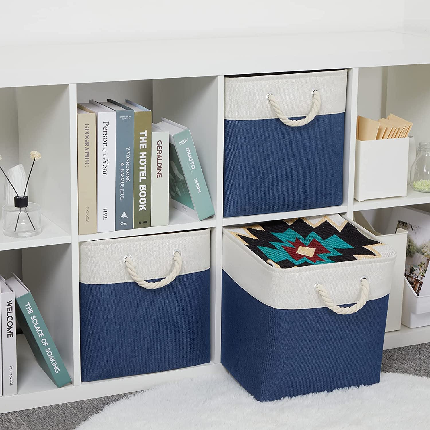  meori Small Collapsible Storage Bin, Fabric Storage Cube, with  Dual Handles for Shelves, Small Storage Containers for Organizing