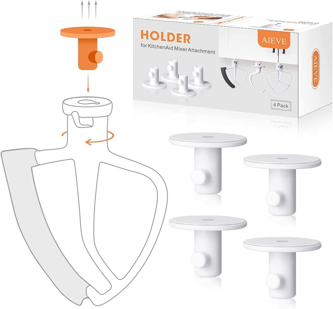 4-Pack KitchenAid Mixer Attachment Holder Organizer Hanger