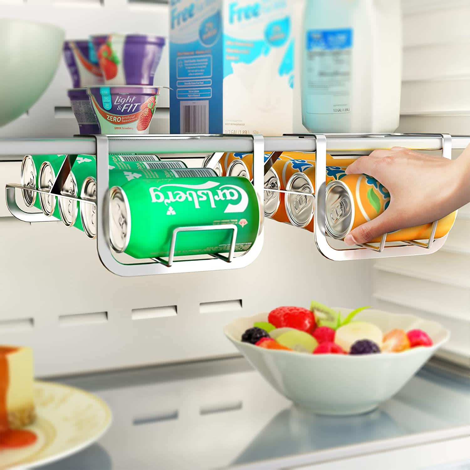 Refrigerator Storage Box Juice Drink Racks Can Space-saving