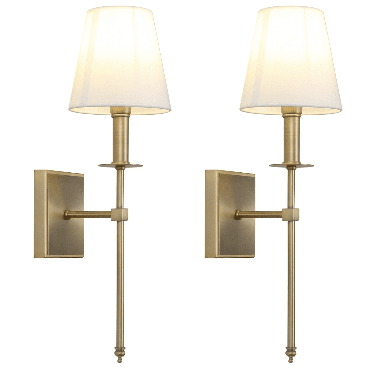 Antique Brass Cordless Wall Sconce with Black Metal Shade - Loft