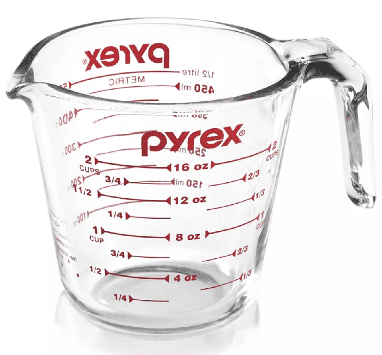 Vintage PYREX Measuring Cup 16 oz. Red Writing Glass Mid Century