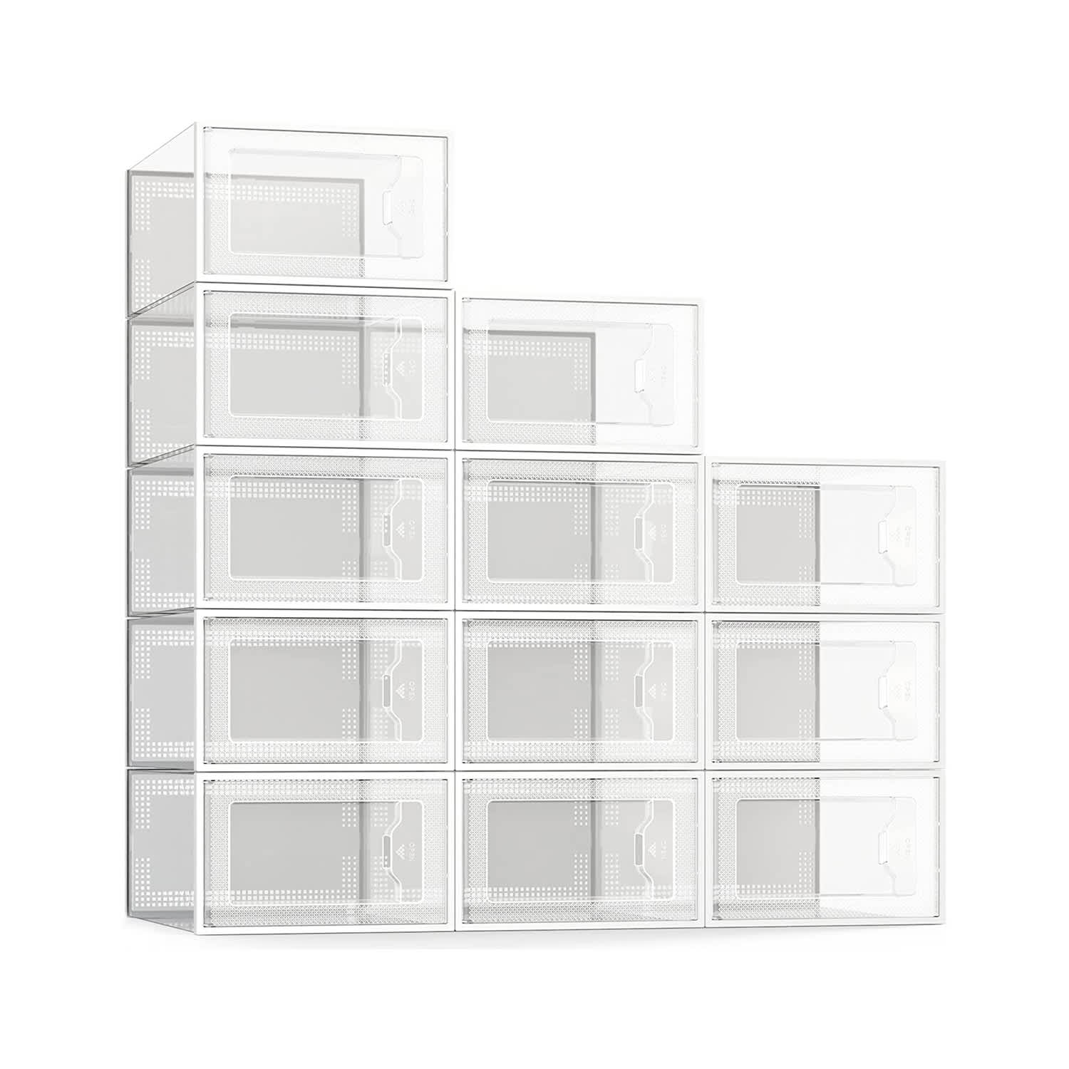 SEE SPRING X-Large 12 Pack Shoe Storage Box, Clear Plastic
