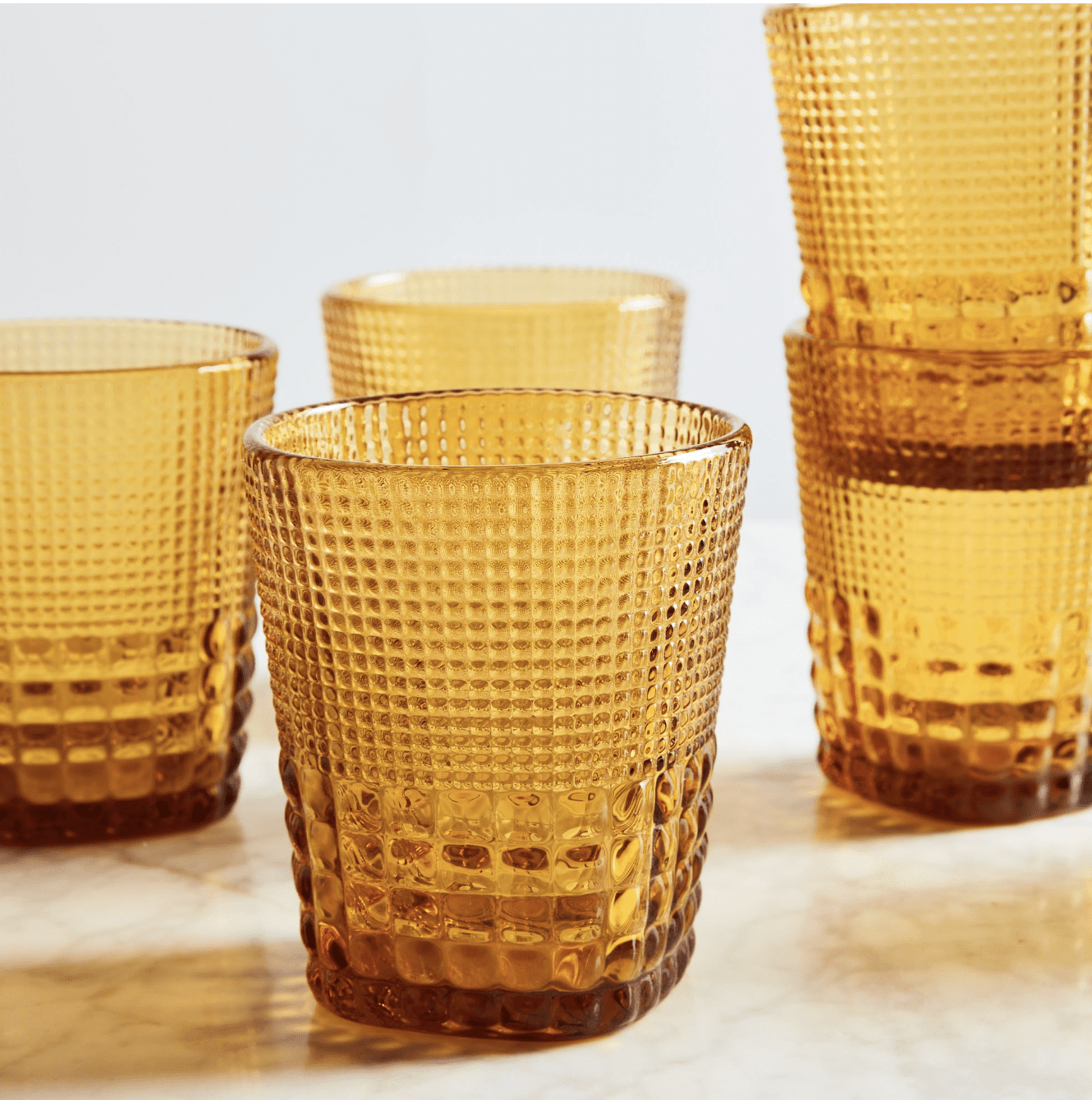 Drinking glass set includes 4 can-shaped old fashioned glasses #