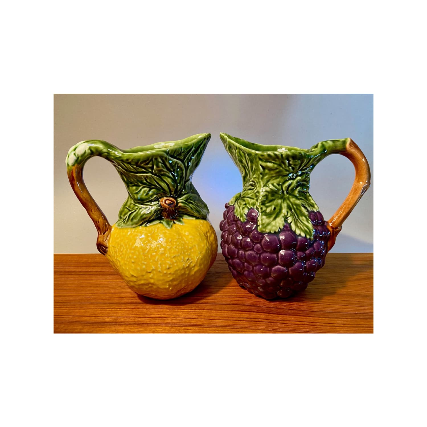 Vintage Ceramic Majolica Fruit Pitcher