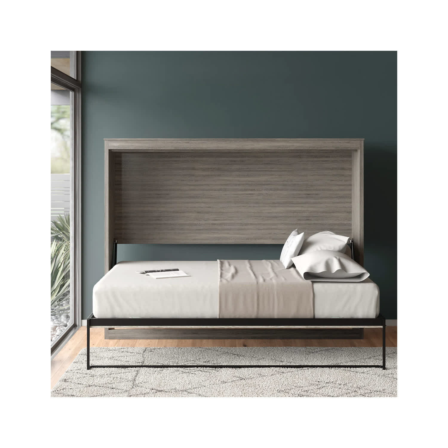 Harper & Bright Designs Full Size Murphy Bed, can be Folded into a Cabinet,  Gray