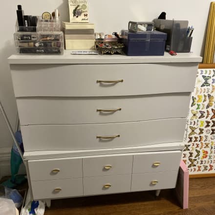 Dresser Night Stand With French Script Detail Apartment