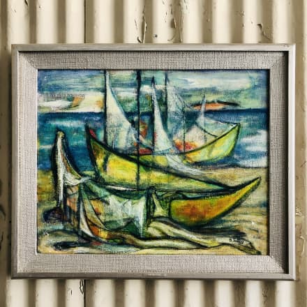 Framed Mcm Oil Painting The Seasons Apartment Therapy S Bazaar