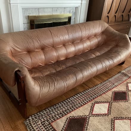 Room Board Modern Black Leather Sofa Couch Apartment