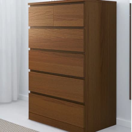 Koppang 6 Drawer Dresser Black Brown Wood Wardrobe Apartment