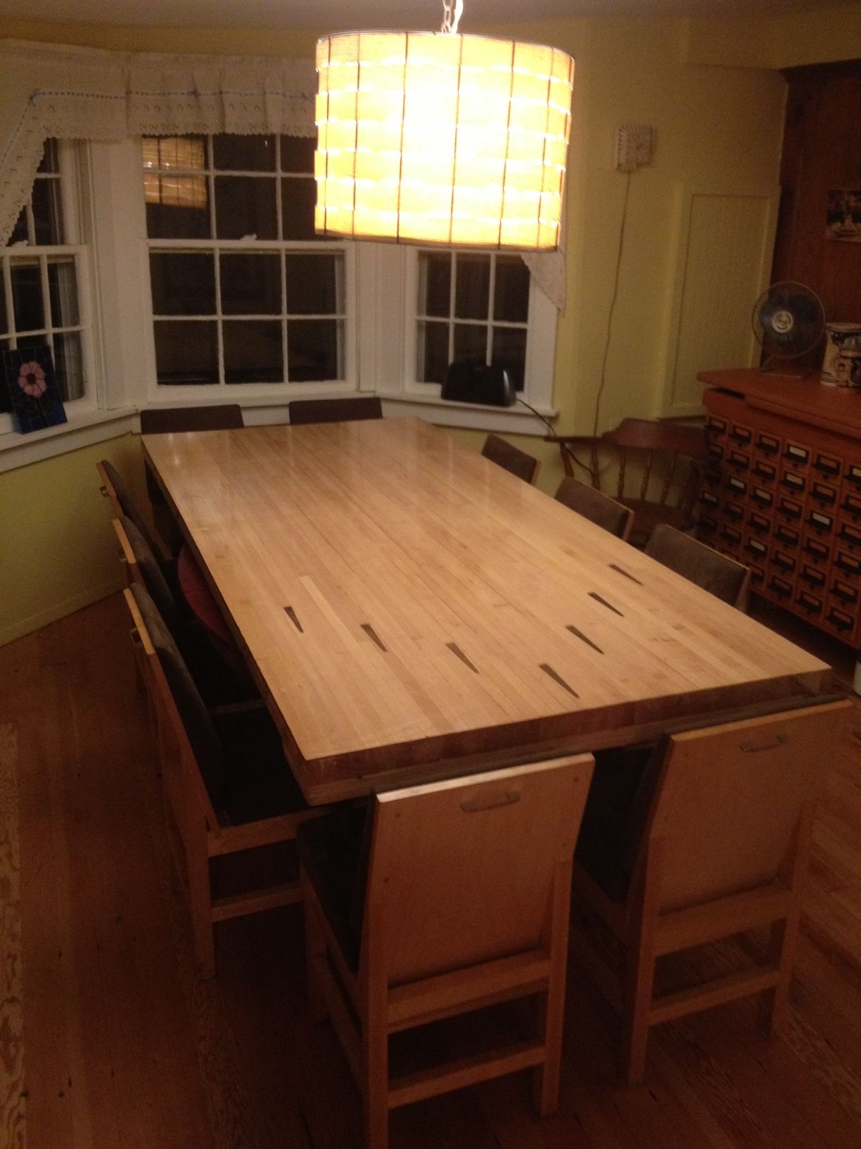 Reclaimed Bowling Alley Lane Wood Table Counter Apartment