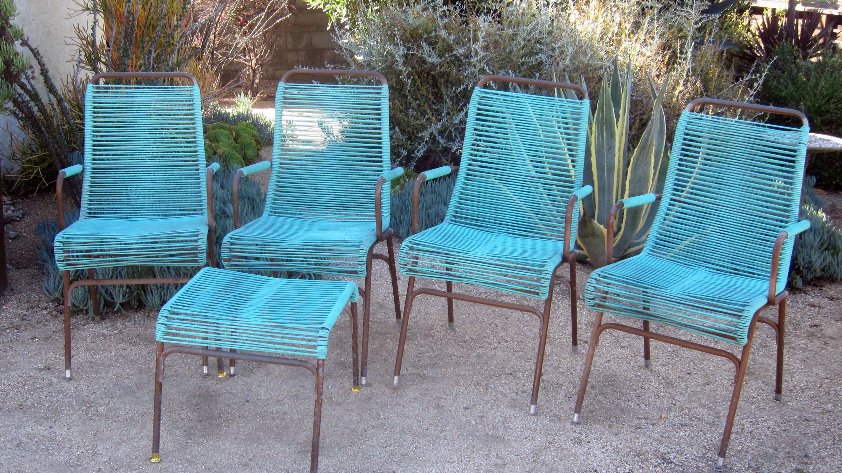 Set Of 4 Ames Aire Style Vinyl Cord Patio Chairs Apartment Therapy S Bazaar