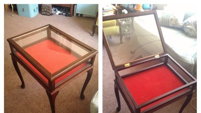 Antique Glass Top Display Case Wood Side Table Apartment Therapy S Bazaar This glass top coffee table with drawer has the classic clean style that is open and airy. antique glass top display case wood side table