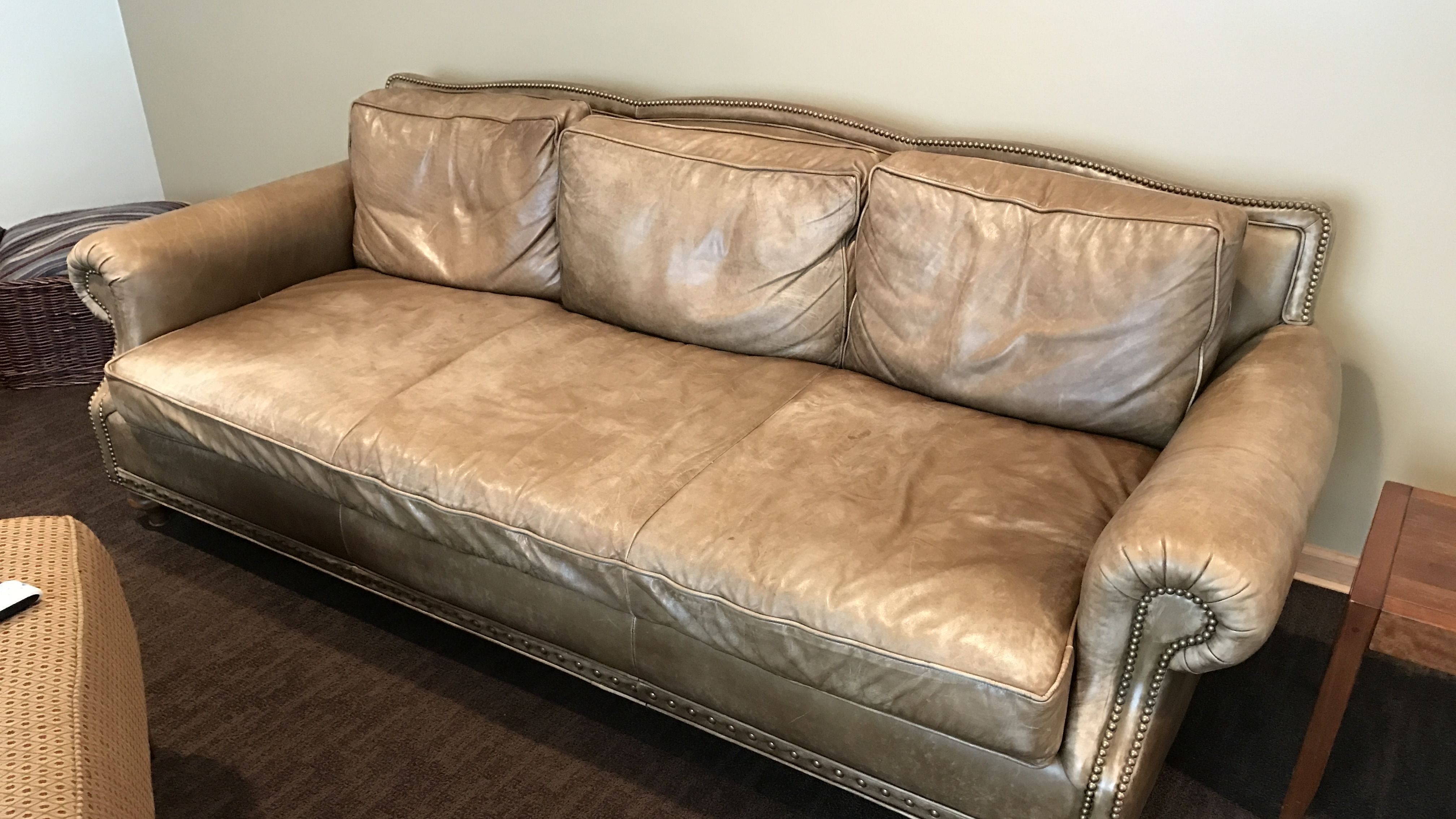 Henredon Ralph Lauren Aran Isles Leather Sofa Apartment
