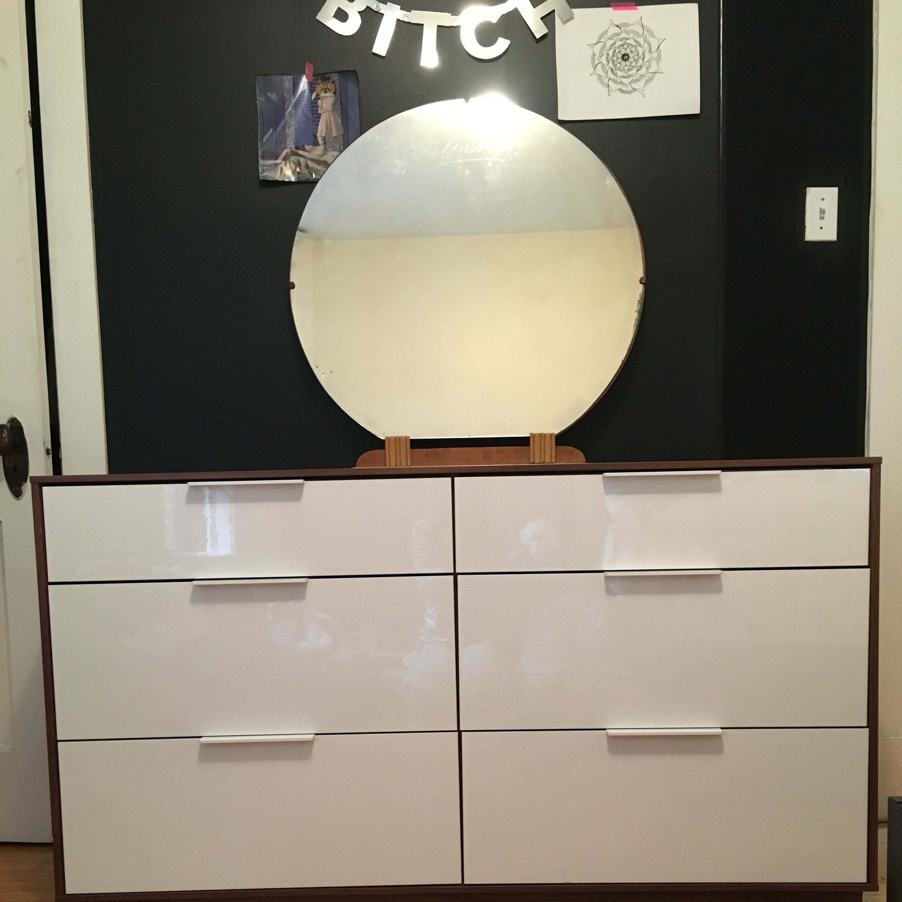 Ikea Nyvoll 6 Drawer Dresser Medium Brown White Apartment