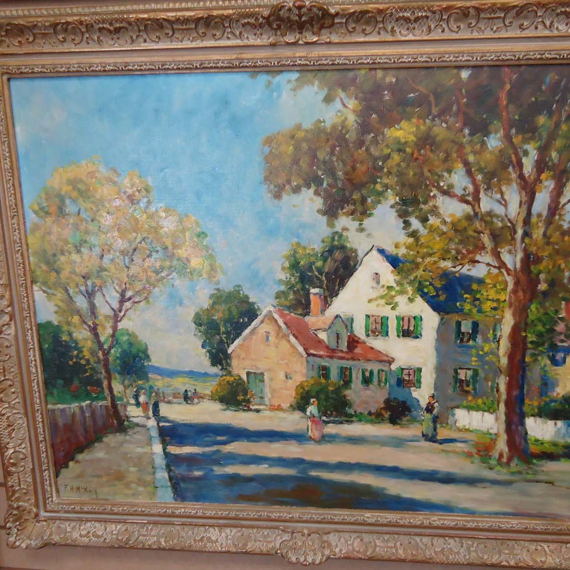 Fh Mckay Listed Artist Coastal Village Scene Oil Apartment