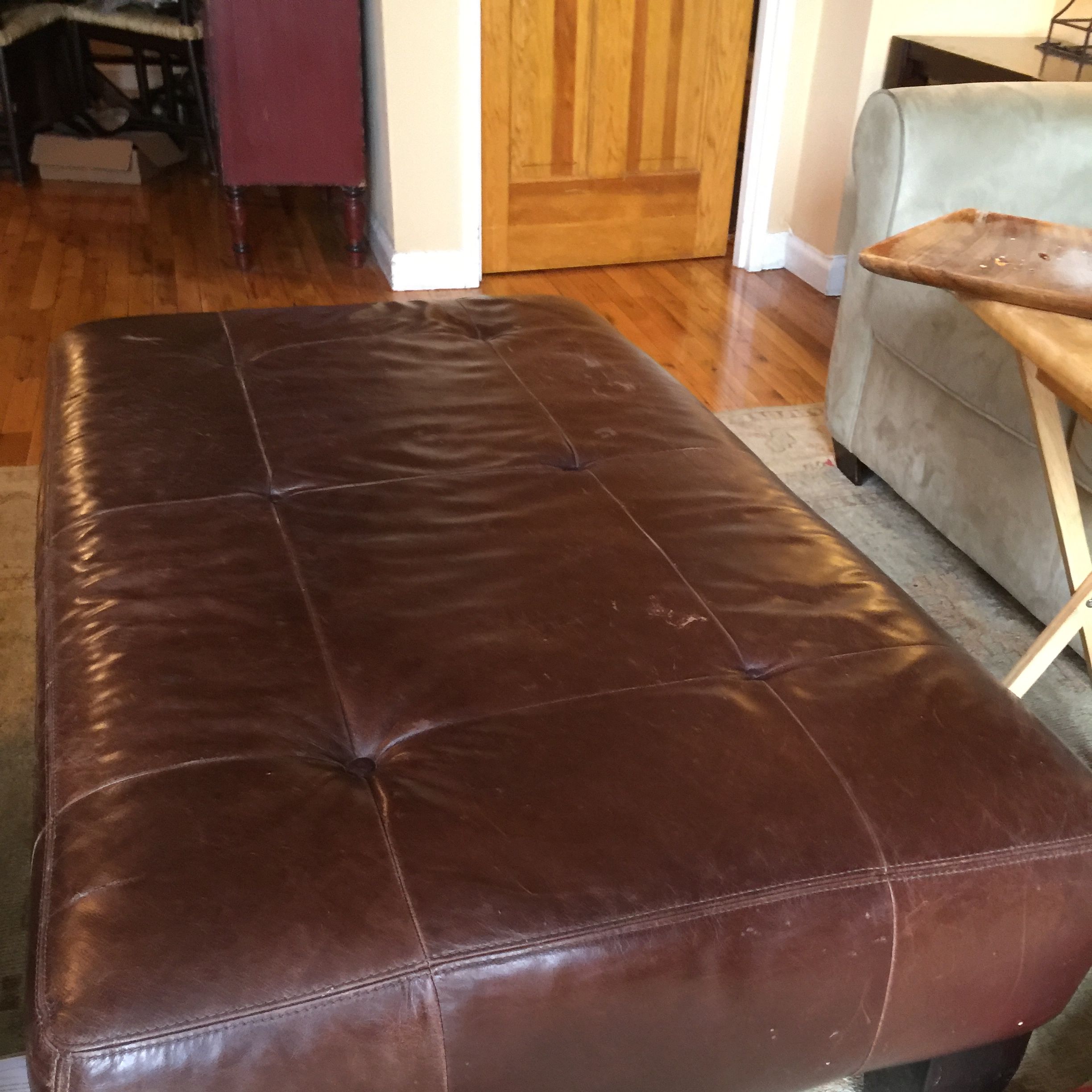 Used Pottery Barn Leather Sullivan Ottoman Apartment Therapy S Bazaar