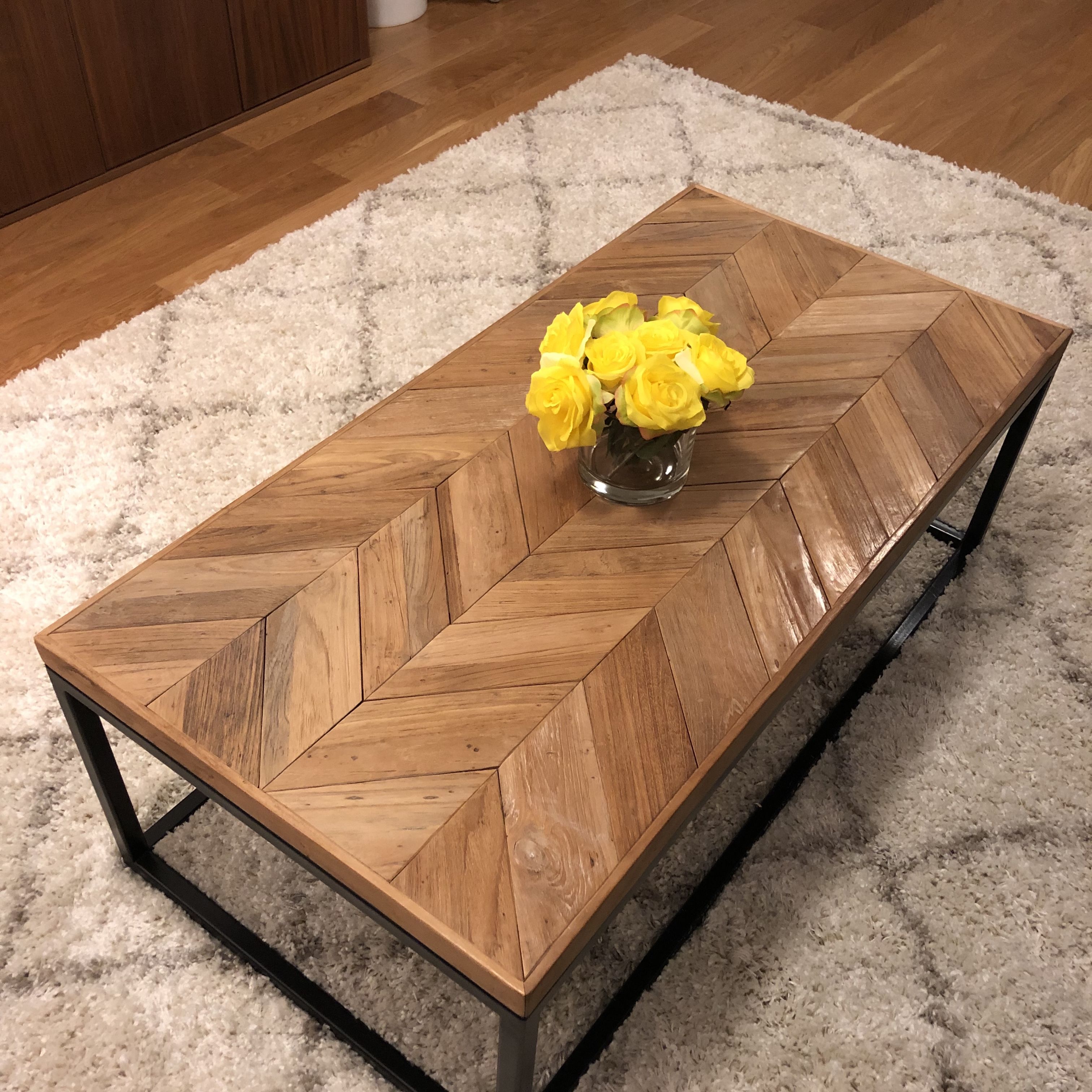 Crate Barrel Dixon Herringbone Wood Coffee Table Apartment