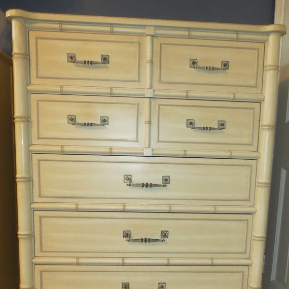 Vintage Faux Bamboo Chest of Five Drawers Henry Links Chest of Drawers