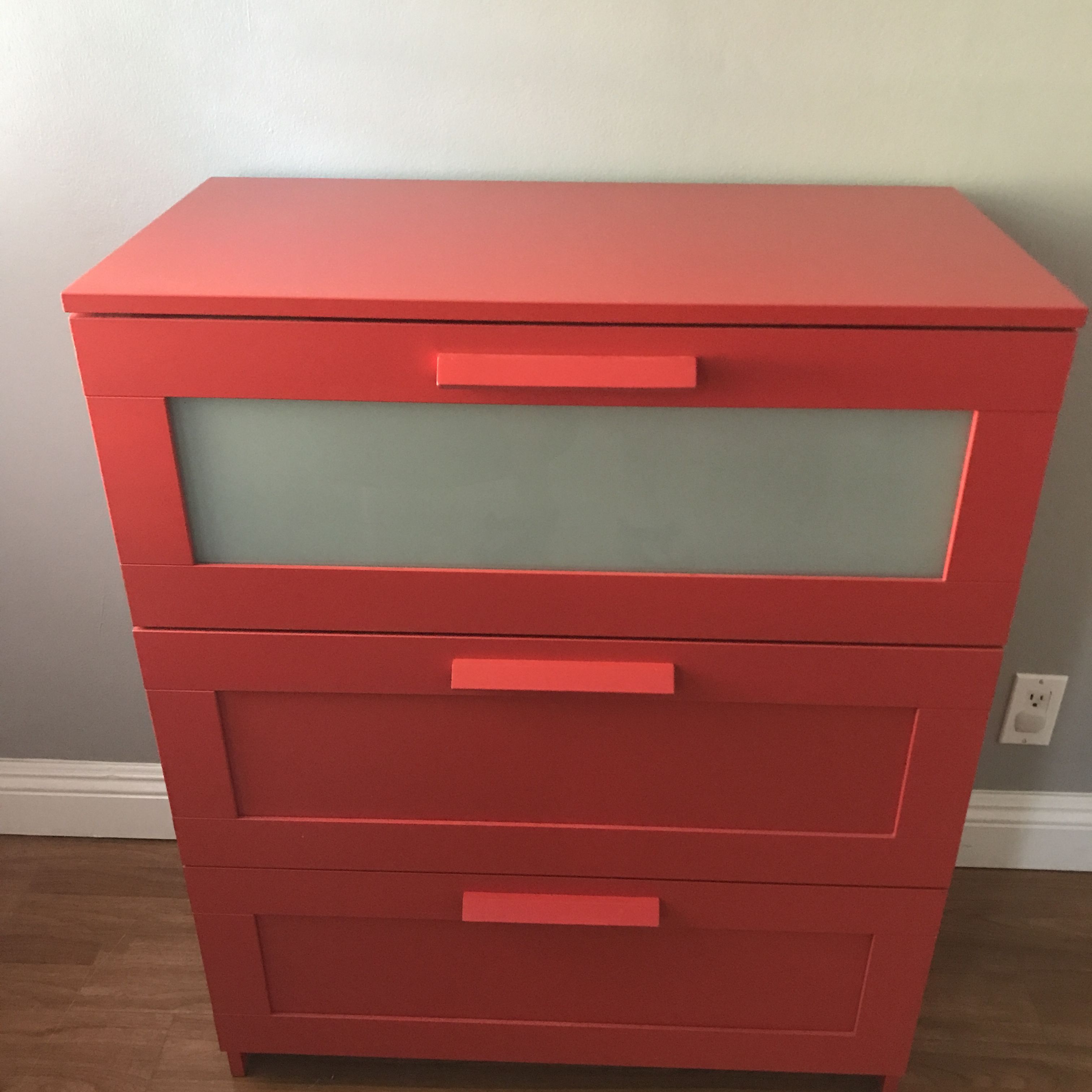 Ikea Brimnes 3 Drawer Chest Red Frosted Glass Apartment