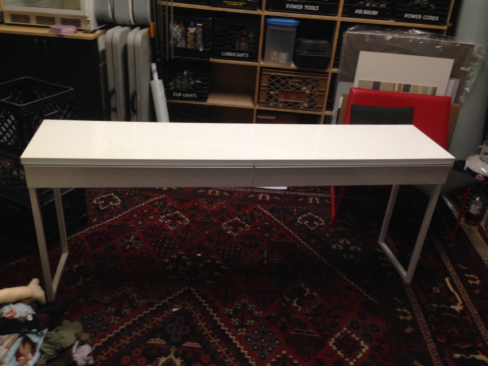 Besta Burs Wide High Gloss White Desk Apartment Therapy S Bazaar