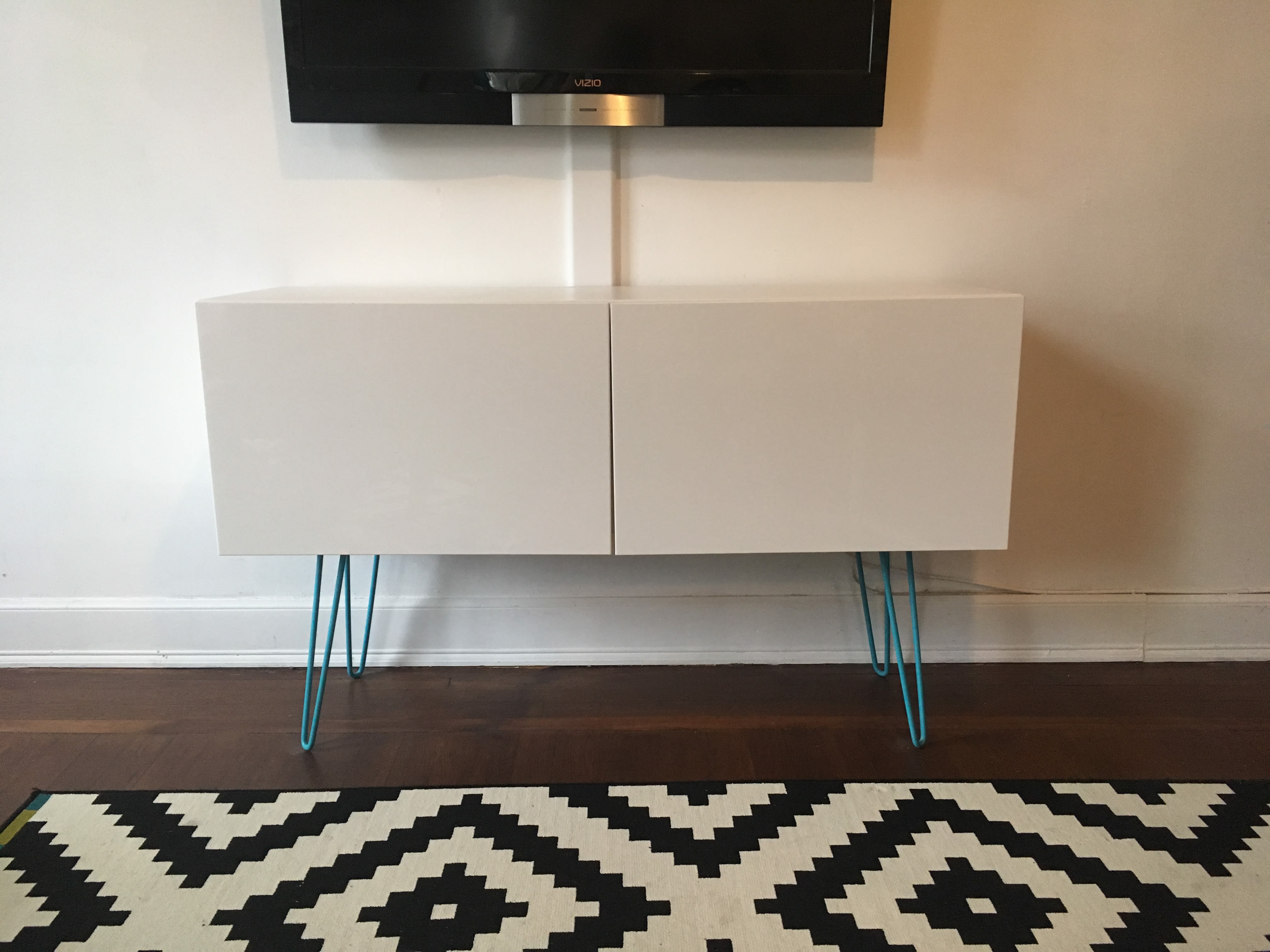 Besta Shelf With Doors Ikea Hack With Hairpin Legs Apartment