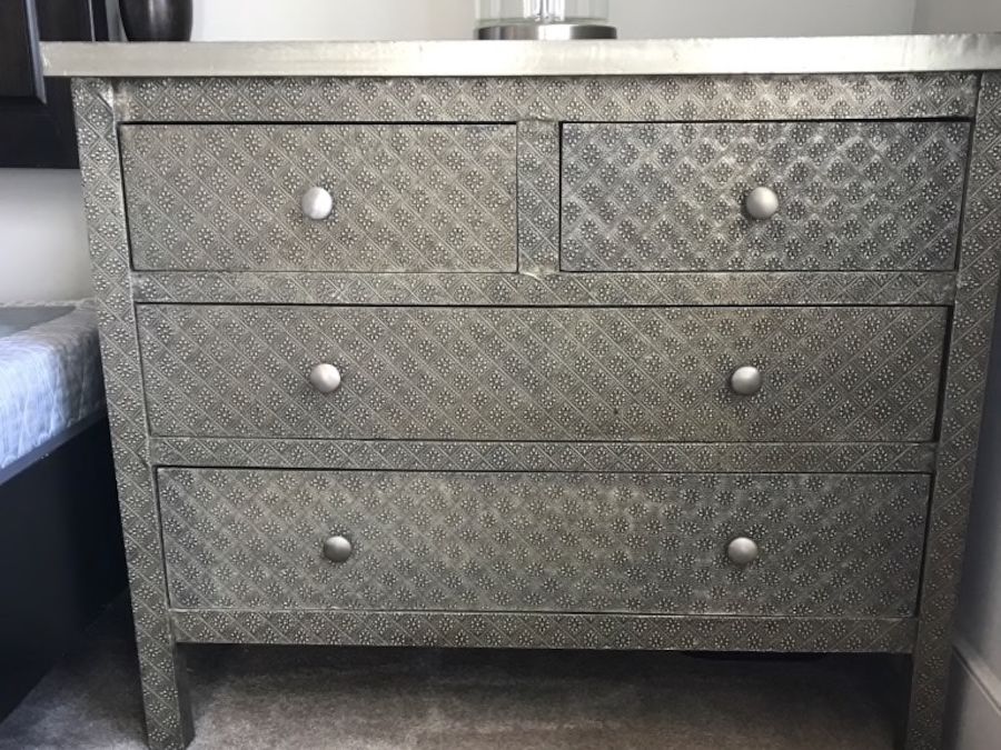 Set Of 2 Embossed Metal Mango Wood Dressers Apartment Therapy S