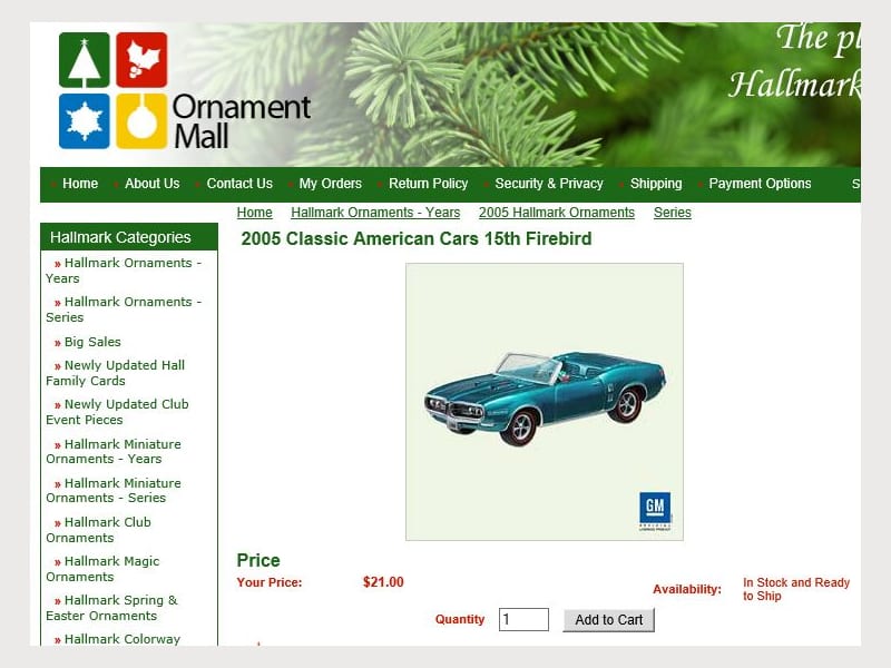 Hallmark Keepsake Ornament 1968 Pontiac Firebird Apartment
