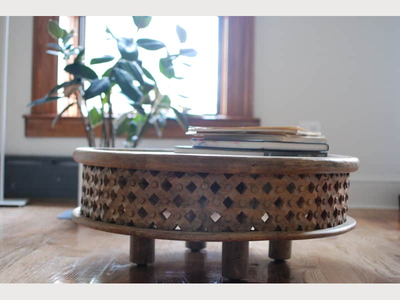 West Elm Carved Wood Coffee Table Raw Mango Apartment Therapy S