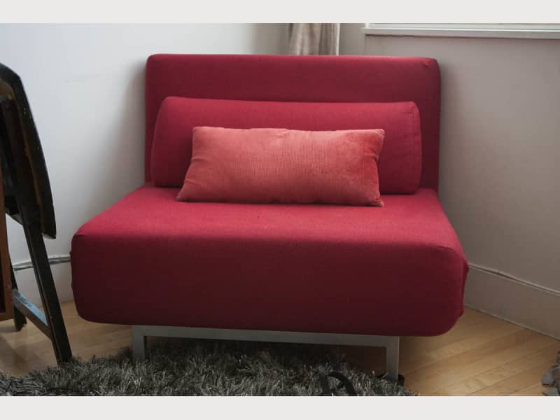 baxton studios romano convertible sofa chair bed red