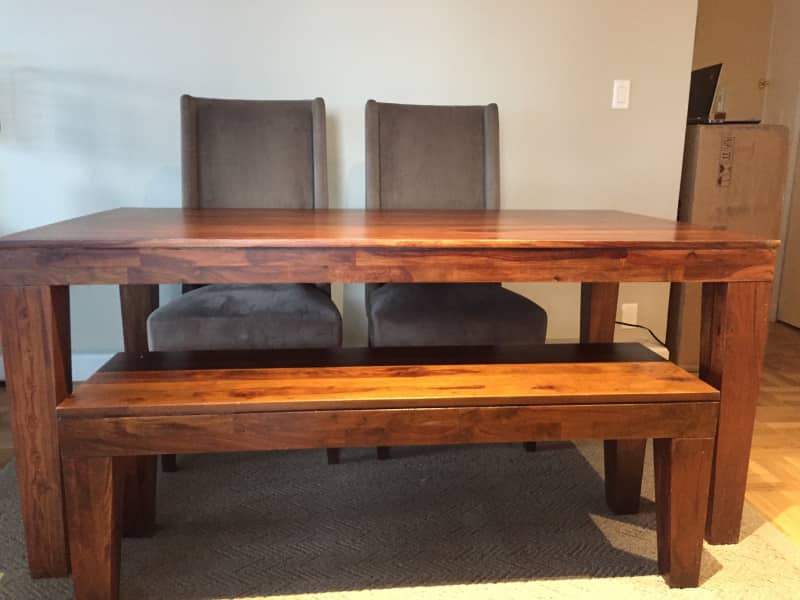 West Elm Carroll Farm Dining Table Bench &amp; Chairs 