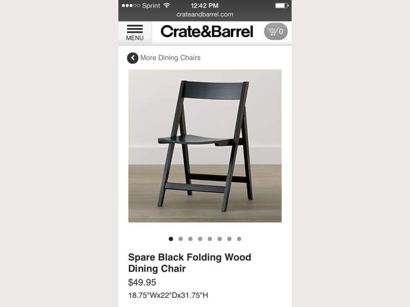 Four 4 Crate Barrel Spare Black Folding Chairs